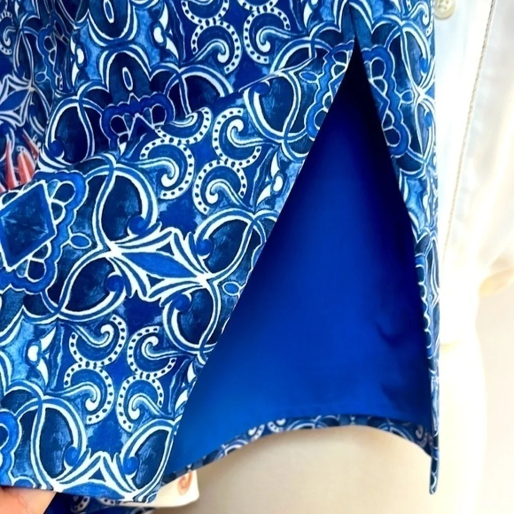 Anthropologie blue floral pencil skirt